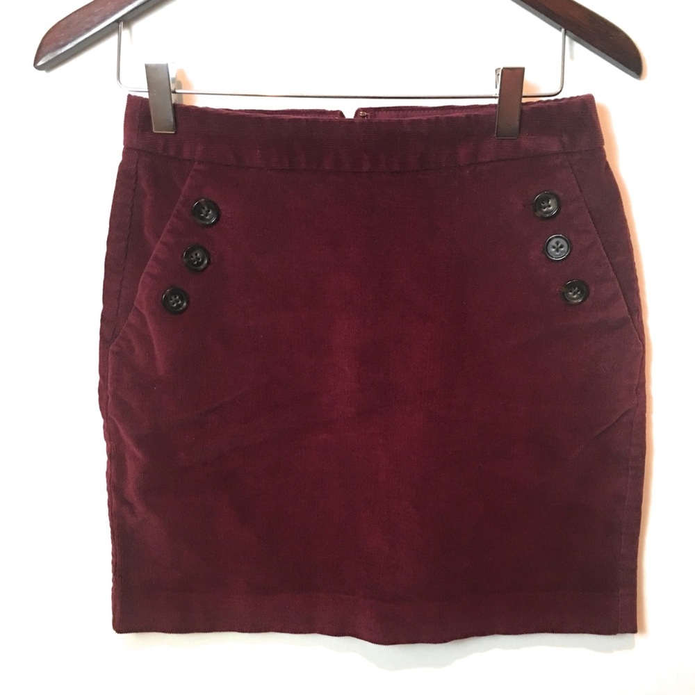 Banana Republic Skirt Burgundy 0 Mini Corduroy